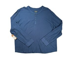 Tecovas Ranch Wear Waffle Henley Washed Navy XXL Long Sleeve Casual NWT Lounge